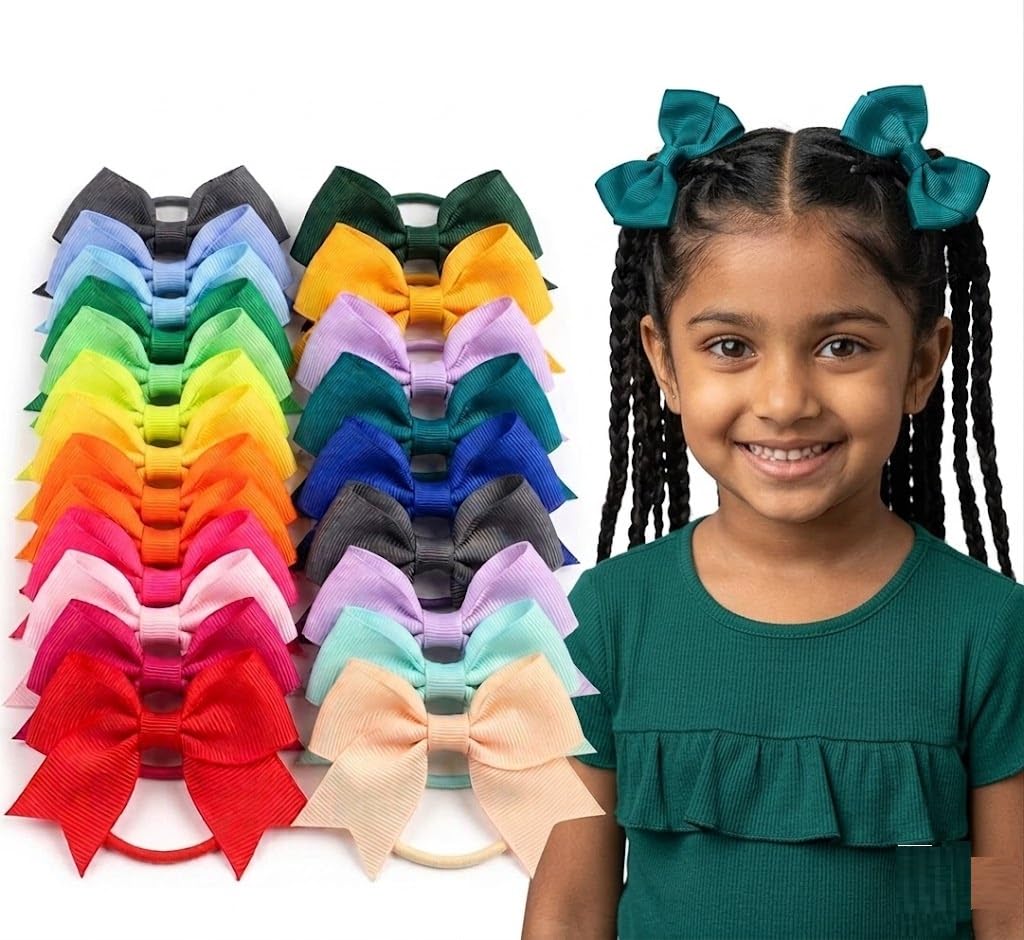 sai poorni sp 12 Pcs Baby Girls Grosgrain Ribbon Hair Bows Headbands Nylon Elastic Hair Band Hair Accessories for Infants Newborn (Style-2)-picture-15