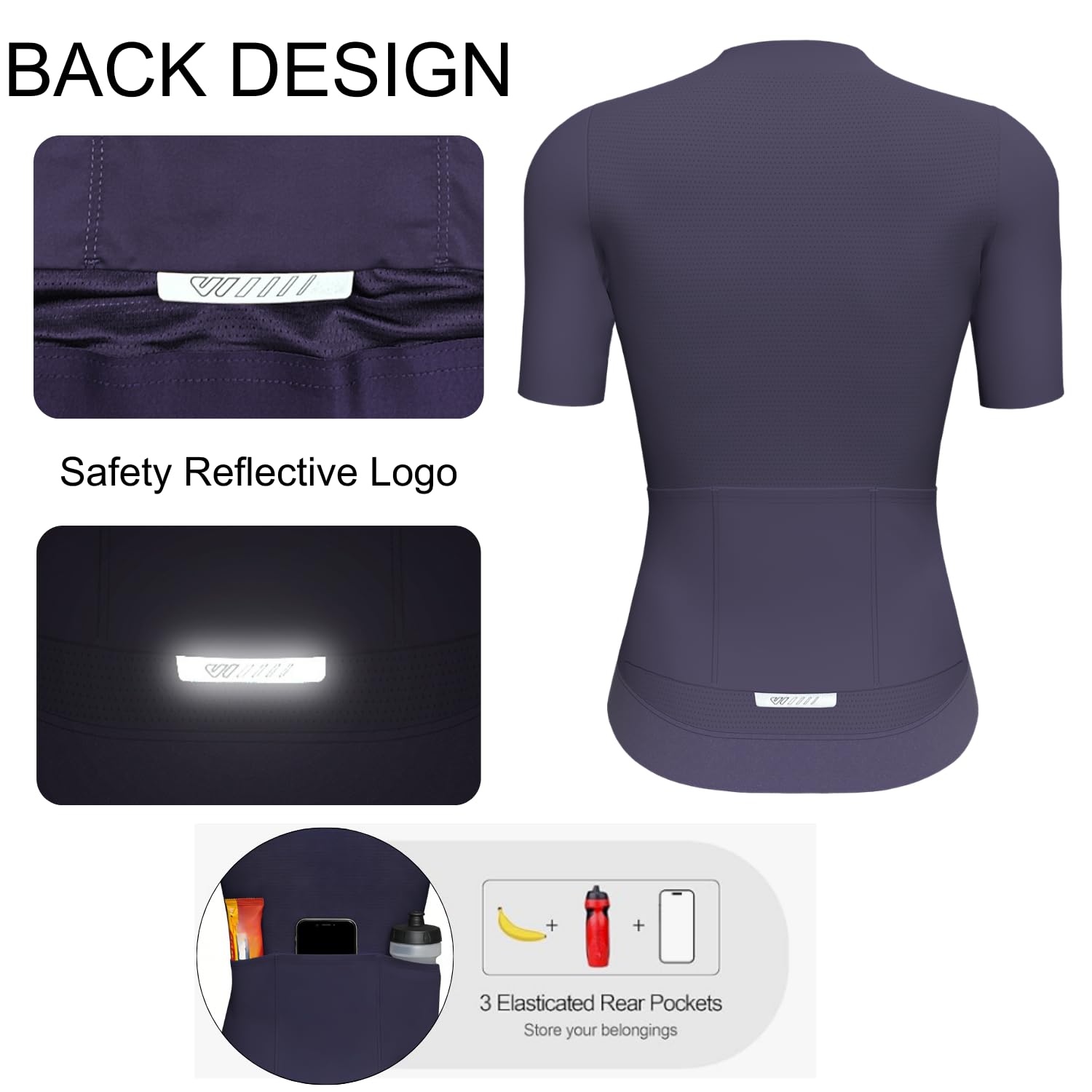 Wulibike Damen Fahrradtrikot Kurzarm-Enger Aero-Schnitt & Kürzere Länge,Atmungsaktives Rennradtrikot Schnelltrocknend & Elastisch mit 3 Rückentaschen,UPF50+ für Gravel,MTB&Straße
