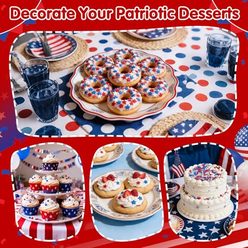Image of Patriotic Sprinkles,Blue Red and White Stars Mix for Cake,July 4th Edible Confetti Sprinkle for Baking Decorations,130g,Stars-Shape Sugar,for Cookies,Ice Cream,Fondant Cake,Cupcakes,Desserts Decorating,May Day,Memorial Day,Flag Day,Juneteenth,Independence Day,4th of July Party Supplies | 130g,Stars-Shape Sugar for Baking Decorations,Cookies,Ice Cream,Fondant Cake,Cupcake,Dessert Toppers,Birthday Party Supplies