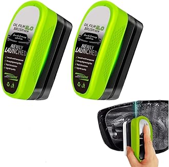 2025 Upgraded Edition Reusable Car Windshield Oil Film Cleaning Brush, Glass Cleaning Plate, Rain and Fog Resistant, Improved Field of View Clarity, Green 2-piece/4-piece Set (4)