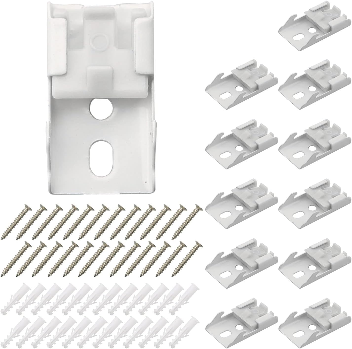 MEETOOT 12pcs Curtain Track Mounting Bracket White Ceiling Mount Brackets 10mm for Straight or Curved Curtain Track