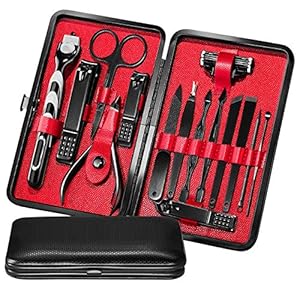15 pcs Juegos de manicura y pedicura para hombres, Scienbeauty Kit de cortaúñas profesional herramientas de aseo de…