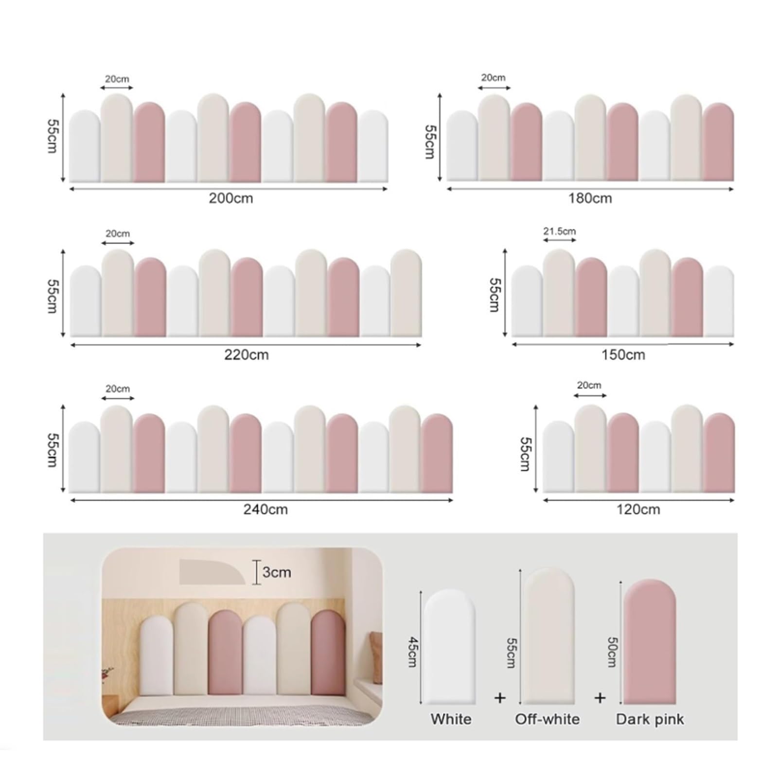 Panneaux de Tête de lit Rembourrés Auto-Adhésifs, Coussin de Tête de lit Mural en Mousse Souple, Rembourrage Mural Anti-Collision, Panneaux Muraux Décoratifs en Tissu pour Chambre
