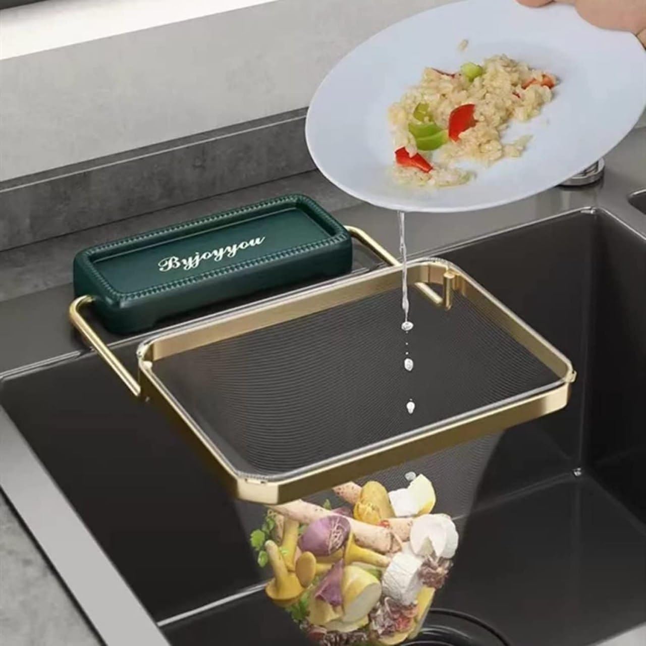Kitchen Sink Strainer Filter Corner Drainage Basket Collapsible Sink Food Waste Filter Collector Mesh Leftovers Garbage Storage Net Foldable Sink Strainer with Hanging Net (50 Pcs Mesh Bag)-image-10