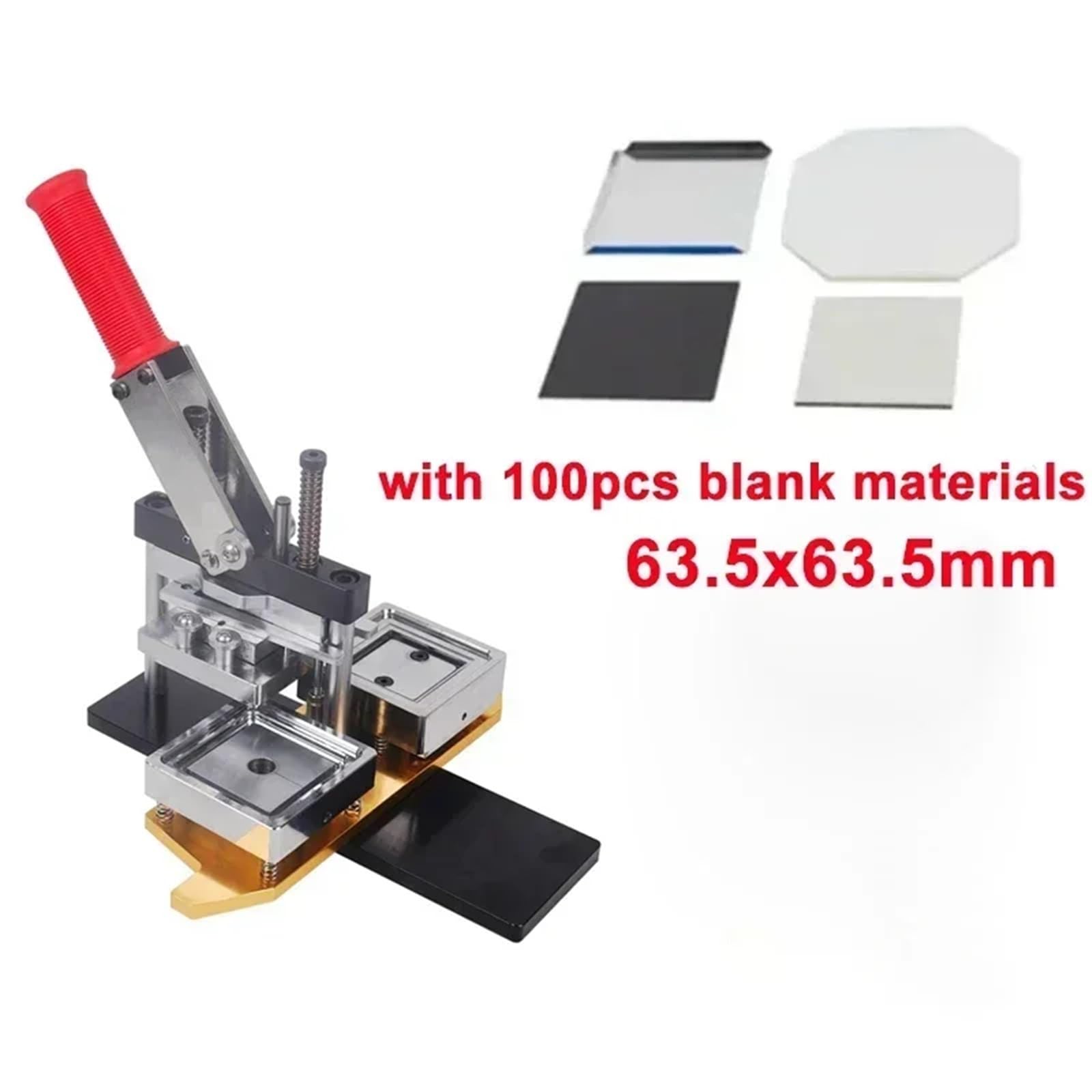Pin Badge Making Kit Pressa per badge per frigorifero quadrata 50x50mm/63.5x63.5mm Macchina per la produzione di magneti per frigorifero rotante manuale(63.5x63.5mm Set)