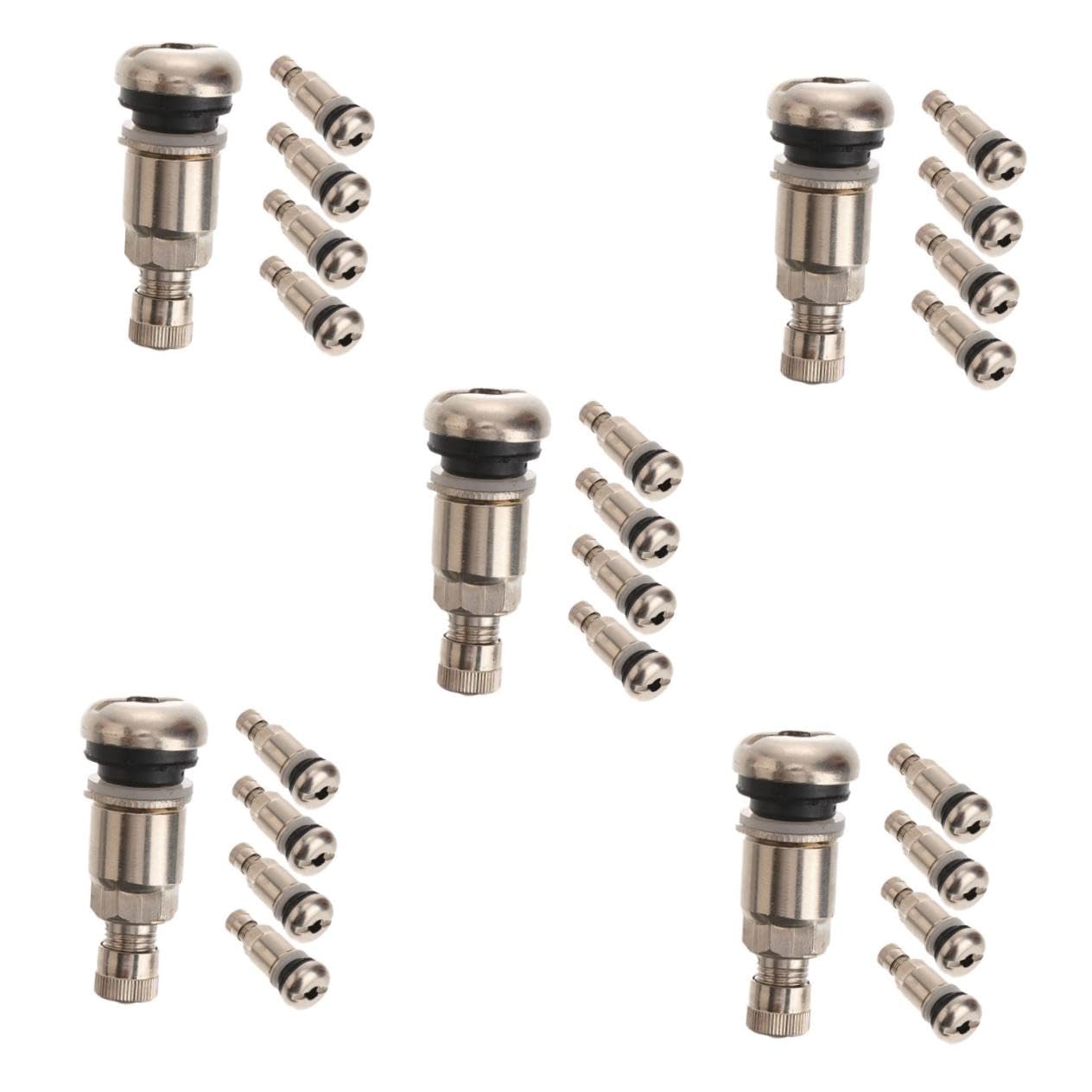 PRETYZOOM 5 Ensembles Valve De Pneu Tige Soupape Camion Compatible Voiture pour Acier Inoxydable Silver 5 Pièces * 5