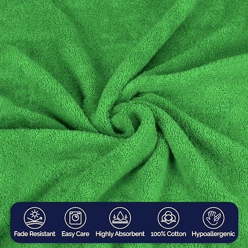 Image of Elegant Comfort Premium Cotton 8-Piece Towel Set, Includes 4 Washcloths, 2 Hand Towels and 2 Bath Towels, 100% Turkish Cotton - Highly Absorbent and Super Soft Towels for Bathroom, Emerald Green
