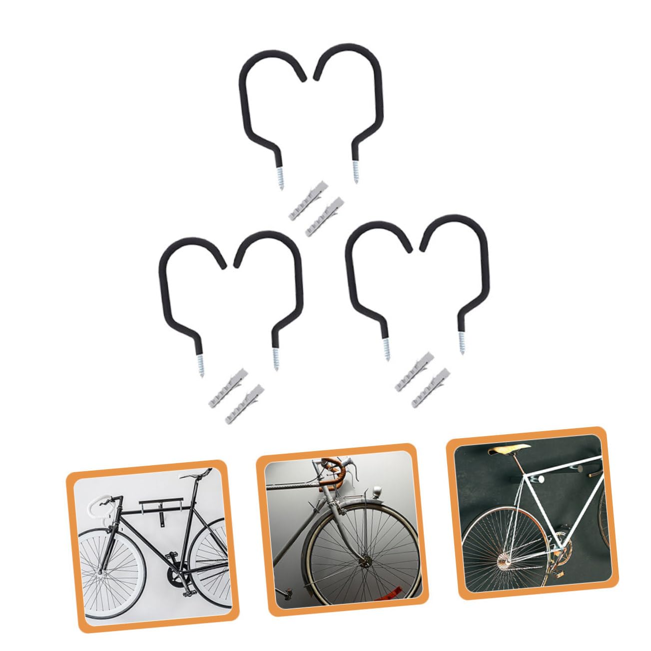 Ganci Appendi Bici da Muro in Ferro Neri 10 Pezzi per Garage | Design Stabile e Robusto, Salvaspazio per Uso Indoor, Supporto a Parete per Bicicletta