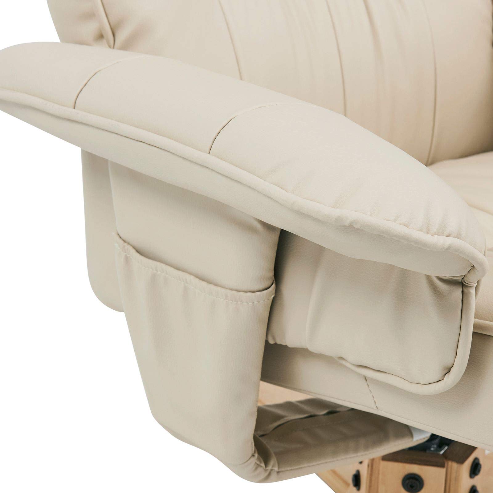 IDIMEX Relaxsessel Charly mit Hocker, schöner Drehsessel mit Lederimitat in beige, praktischer Polstersessel mit Seitentasche