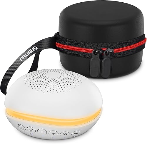 PRUNUS Máquina portátil de ruido blanco con luz nocturna+estuche de viaje, para adultos y bebés sueño reparador profundo-blanco