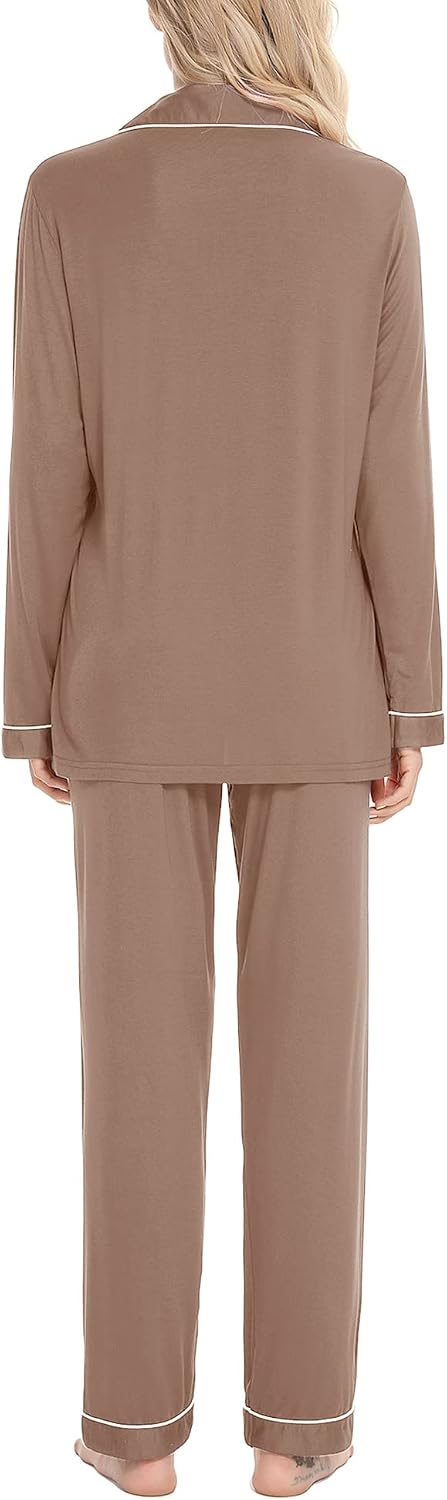 Anjue Long Sleeve Button Up Pajamas Lounge Set for Women S-XXL image 4