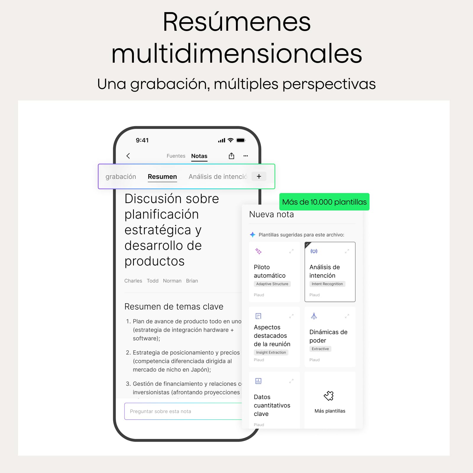 Plaud Note Pro Grabadora de Voz AI con Funda Transcripción IA Resúmenes Multidimensionales Grabación Dual Inteligente hasta 50 Horas Reuniones Llamadas Entrevistas Charlas Clases Teams