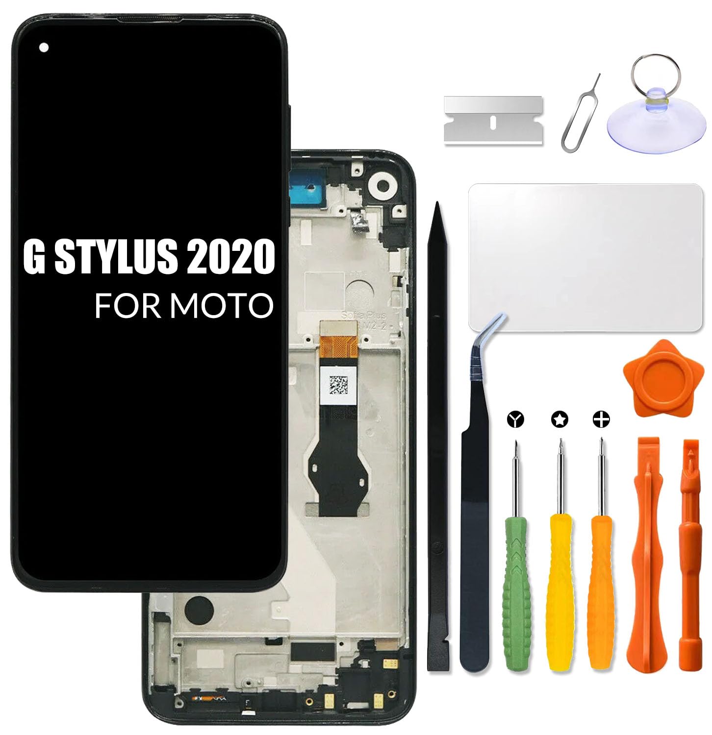 Replacement for Motorola Moto G Stylus 2020 LCD Screen with Frame for Moto XT2043 XT2043-4 G8 Stylus 2020 LCD Display Touch Screen Digitizer Assembly with Repair kit (Black with Frame)