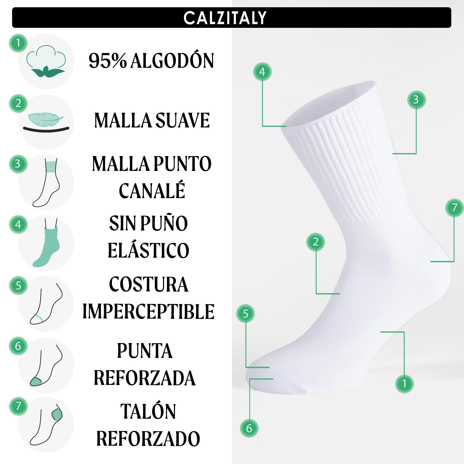 CALZITALY, PACK 3/6 PARES Calcetines Sin Elástico, Calcetines para Diabéticos, Calcetines Unisex de Algodón | Made in Italy