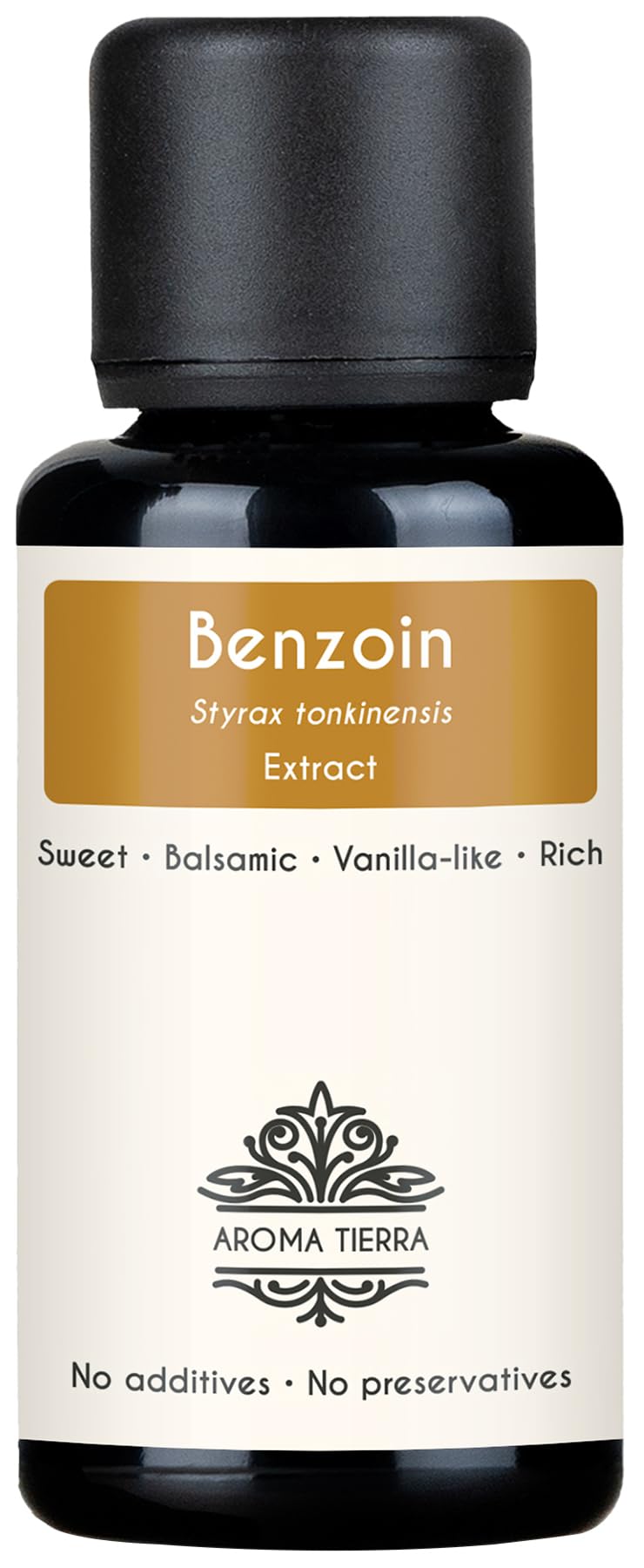 Aroma Tierra Benzoin Essential Oil 30ml - Styrax Tonkinensis Resin Extract - Sweet, Balsamic & Vanilla-like Aroma for Diffuser, Perfumery & Relaxation