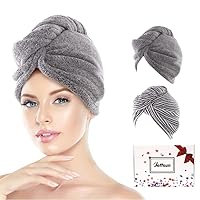 Vista 18 de Rellenos de calcetines para niñas, toalla de secado de pelo de microfibra con envoltura, toalla de pelo extra gruesa de 2 capas súper absorbente