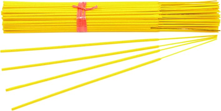 100 Unscented Yellow Incense Sticks 11 inch - 100% Natural Joss and Bamboo 11" Punk Blanks - for DIY Aromatherapy Incense Making.