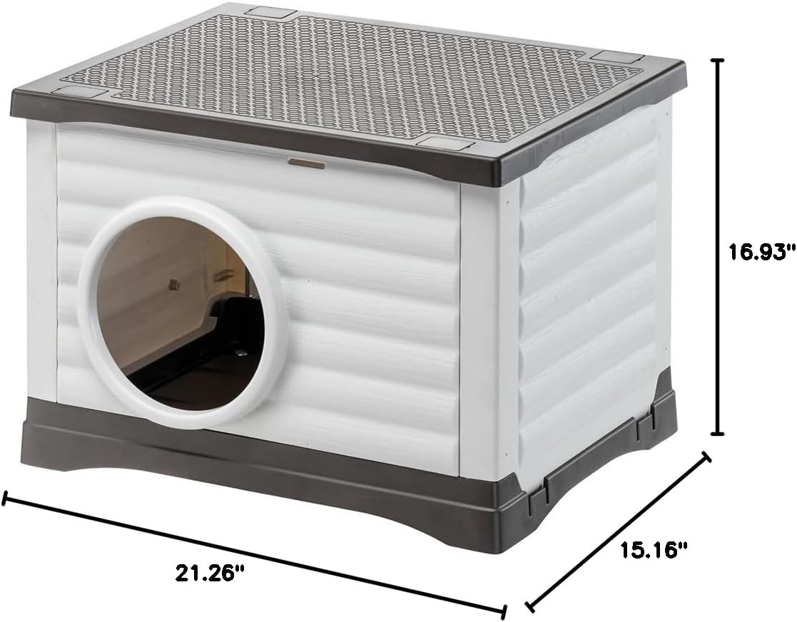 Ferplast PETVILLA 60: Grey Modern Dog Kennel, Made of Recycled Plastic