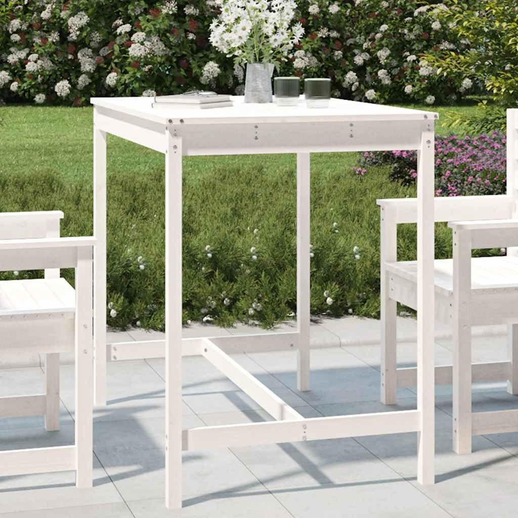 Mesa de jardín clásica de madera de pino maciza, 121 x 82,5 x 110 cm, marco de madera estable, mesa robusta para bebidas y aperitivos, ideal para terraza, balcón y jardín.