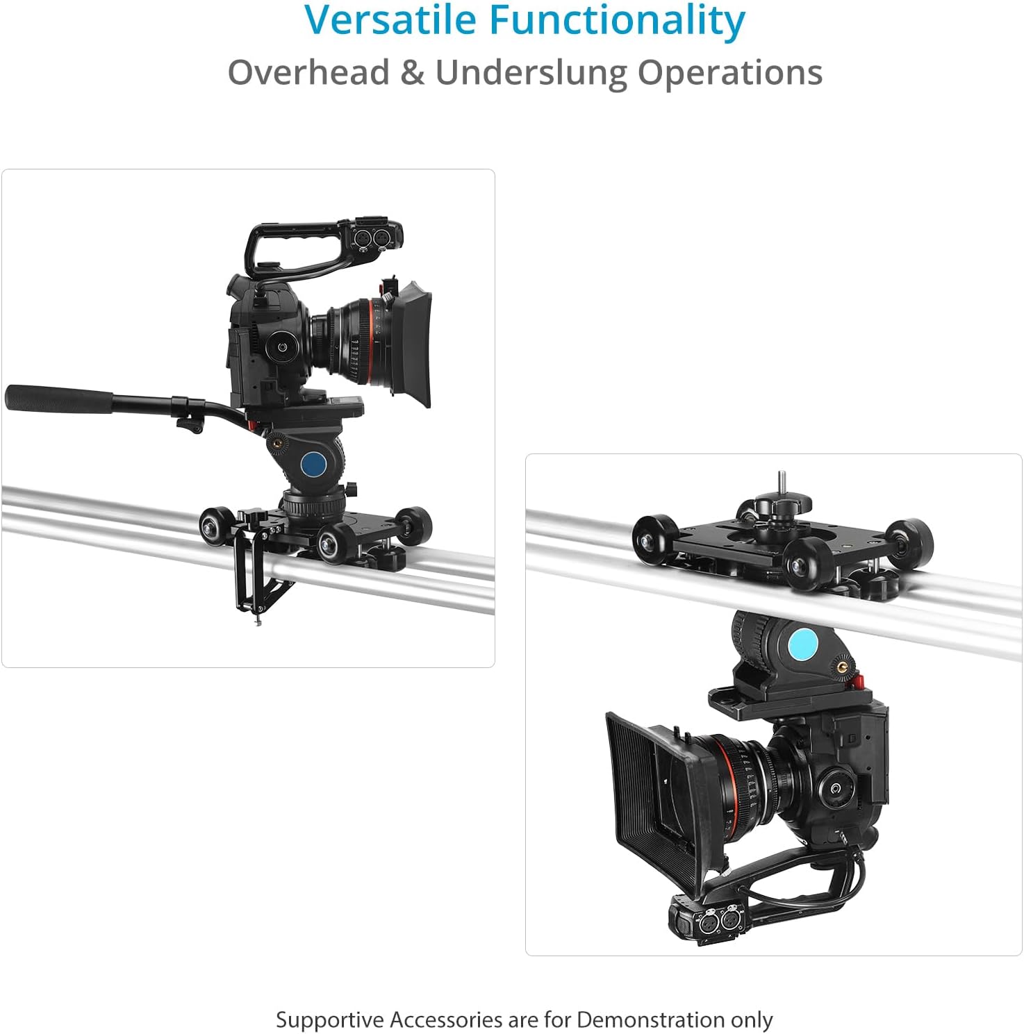 PROAIM Polaris Mini Portable Video Camera Dolly w Universal Track Ends | Mitchell & 75mm Bowl Mount | Compatible Track Rail Diameter – Ø 32‐34mm | Offers Payload of 34kg / 75lb (DL-PLRS-M01)