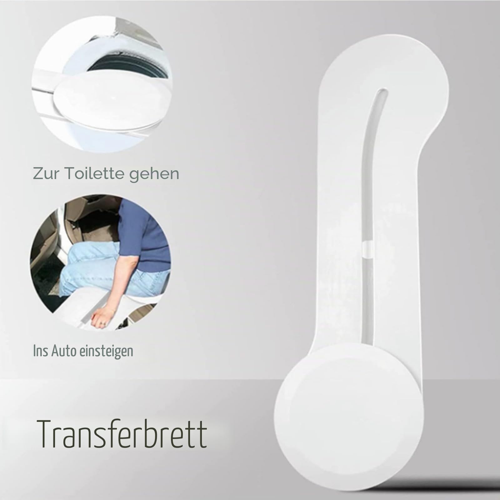 Slide Transfer Board, Gekrümmte Schiebetübertragungsbrett Easy Rollstuhl Gleitbrett Mit Drehscheibe, Pflege Rutschbrett, Umsetzhilfe Für Transfers Zwischen Rollstuhl, Bett, Auto, Bis 180 Kg