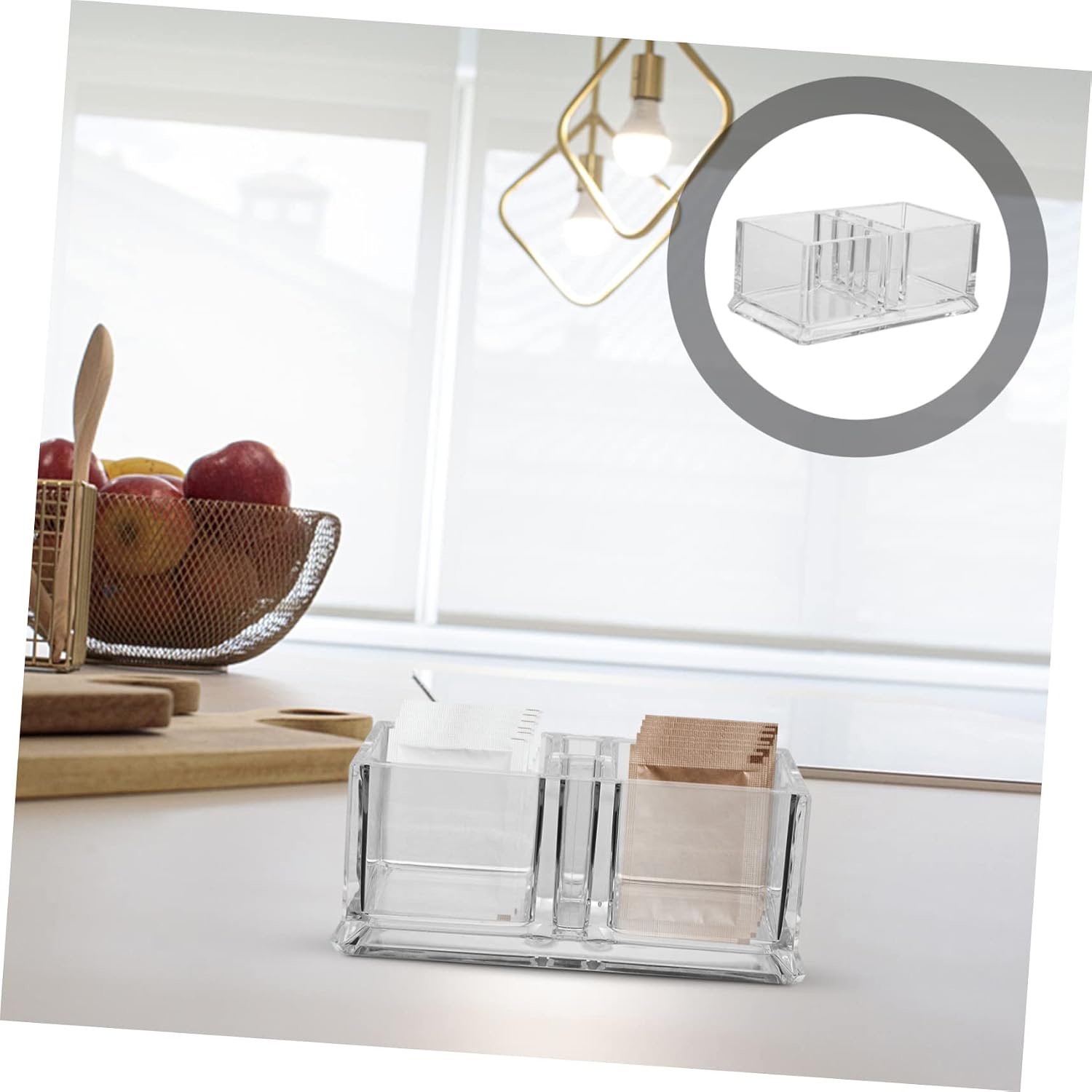 Sugar Packet Holder Acrylic with Double Grid Compartments for Tea Bags