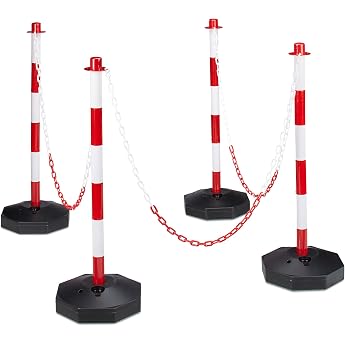 Relaxdays, Barrier Post, H x W x D Approx. 82 x 28 x 28 cm, Plastic, with Practical Barrier Chain as a Locking Post and Sturd