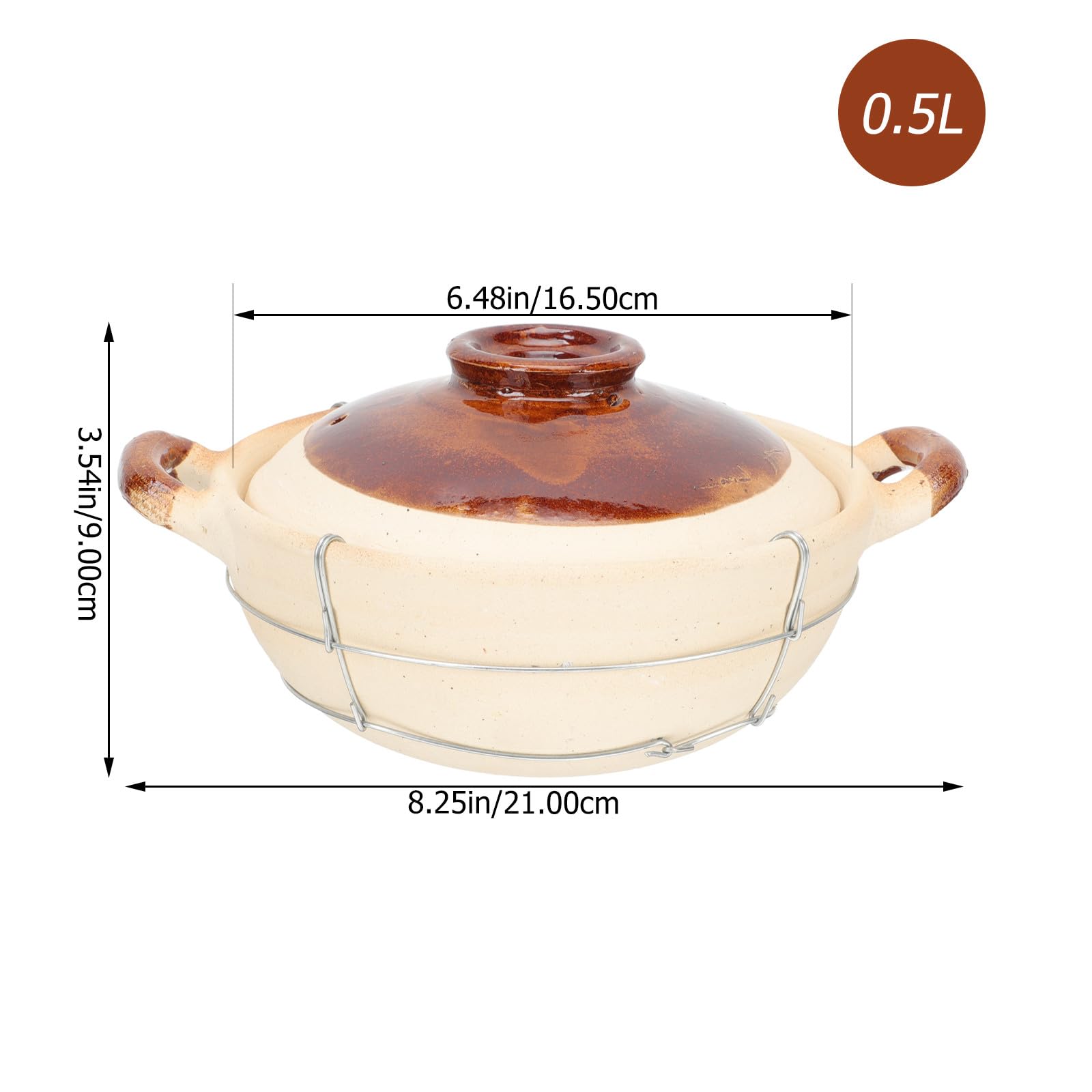 FOMIYES Olla Capacidad 0.5l Superficie Antiadherente para Guisar de Barro y Ventilación Doble Asa para Utensilios de Cocina Hogar