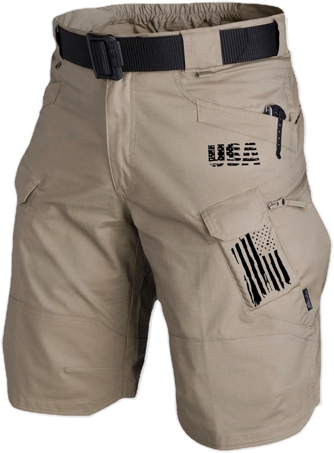 WENKOMG1 Mens 4th of July Cargo Shorts Stars and Stripes Printed Multi Pockets Rip Stop Patriotic Tactical Shorts