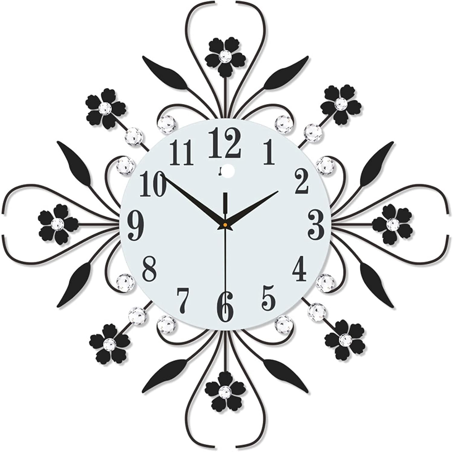 MYUYEE Wall Clock Modern Wall Clocks 3D Luxury Flower Wall Clock Non-Ticking Silent Metal