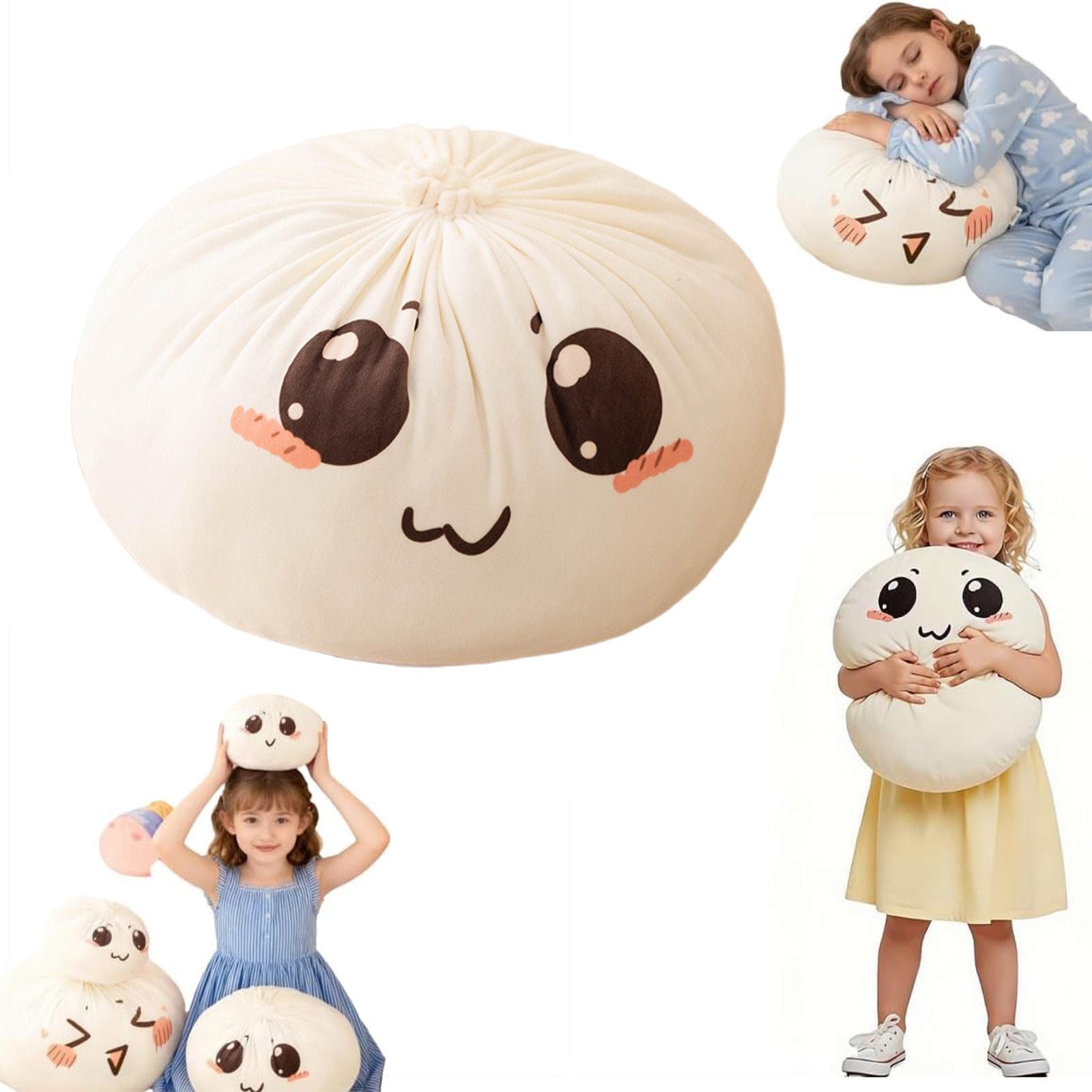 16/12/8 Inch Giant Dumpling Squishy, Jumbo Soft Squeezing Decompression Dough, Anxiety Relief Fidget Toys, Doughs Bun Shape Throw Pillow, Novelty Bun Gift for Kids and Adults (B, 12Inch)