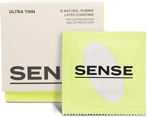 Sense Ultra Thin Latex Condoms for Natural & Skin-to-Skin Feel - Silky Smooth, Ultra Thin Condoms - Electronically Tested, Vegan, Hypoallergenic