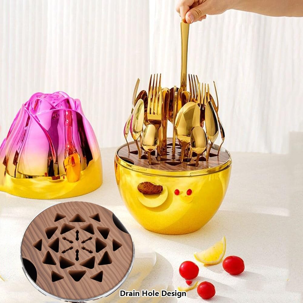 Service De Couverts En Or, Service De Table De 24 PièCes, Ensemble De Couverts Fantaisie En Acier Inoxydable Portable, Poli Miroir, Service De Vaisselle Domestique Pour 6 Personnes,Silver