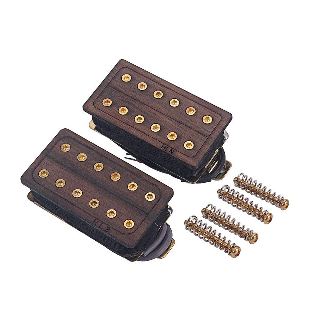 Alnicov 1 Set Pickup per chitarra in palissandro Neck & Bridge 50 / 52Mm Pickup humbucker per chitarra elettrica a 6 corde con viti dorate