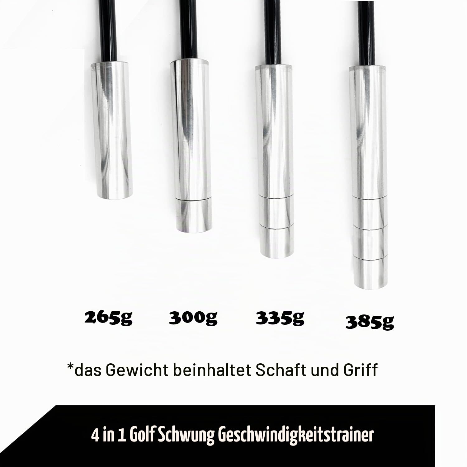 4 in 1 Einstellbare Schlägergewichte Golf Swing Speed Trainer, Overspeed Golf Speed Stick, Golf Trainingshilfe für Distanz, Tempo, Aufwärmen