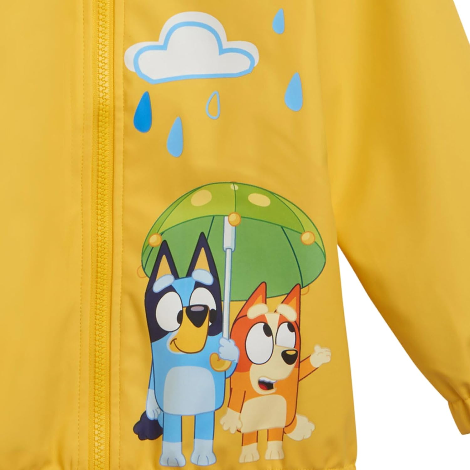 Bluey Yellow Zip Up Waterproof Rain Jacket Toddler to Little Kid Sizes (2T - 7-8) - Image 3