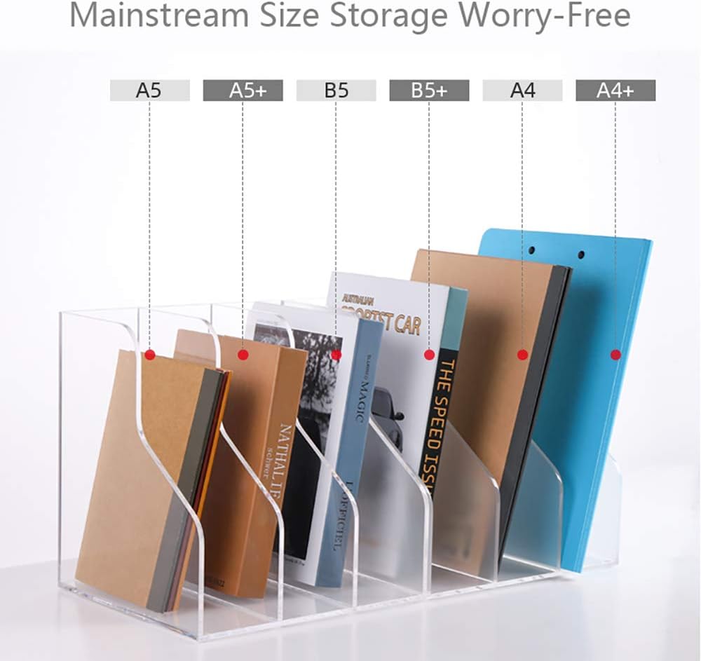 Promo Discount Up To 70% Off SANRUI Clear Acrylic Magazine File Holder with 3 Vertical Compartments File Organizer for Desk