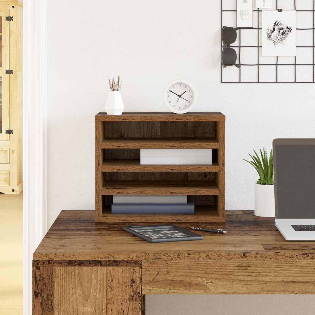 Organizer na biurko z materiału drewnopochodnego, 36 x 26 x 29,5 cm, do biura, z przegródkami na dokumenty i artykuły piśmiennicze, nowoczesne wzornictwo, łatwy montaż