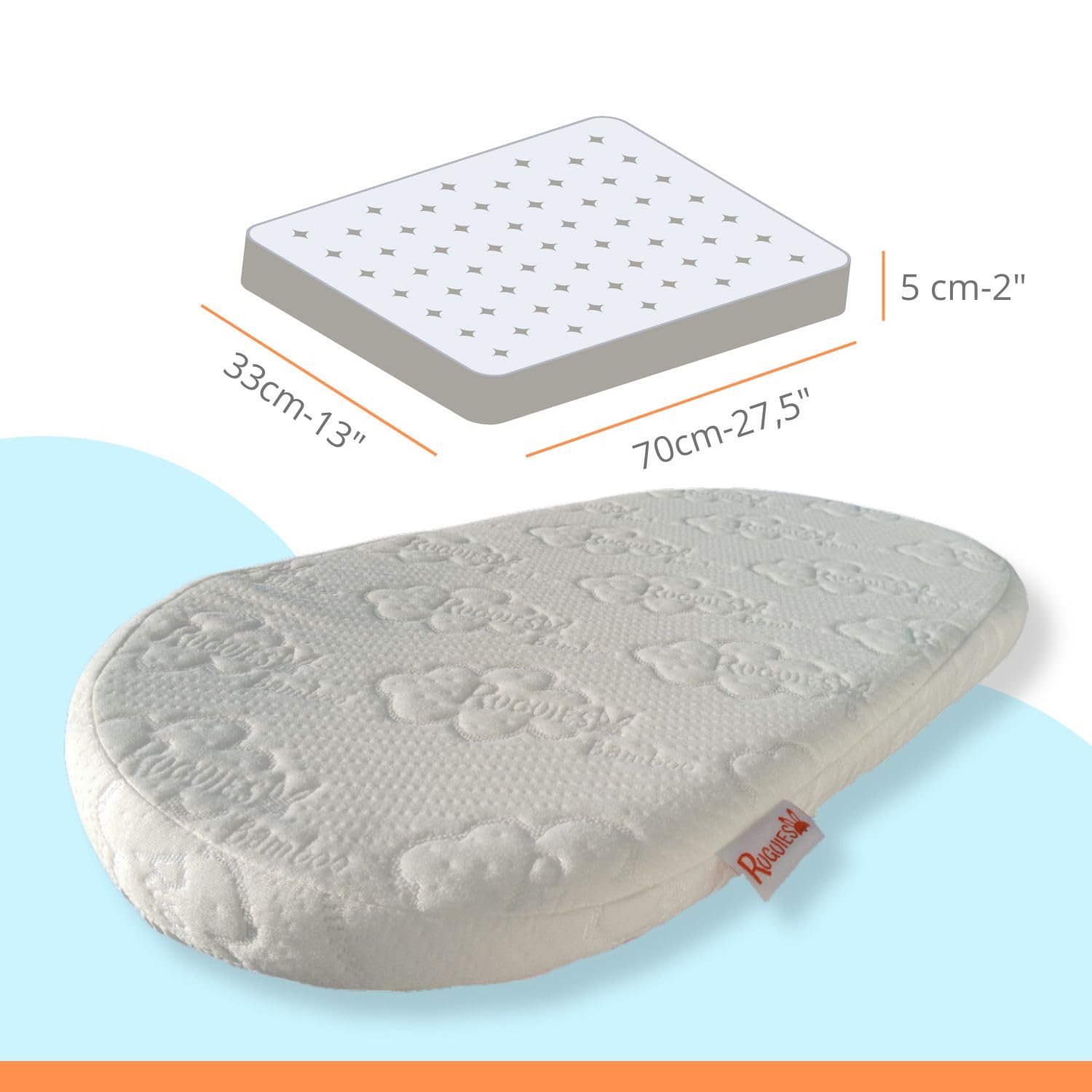 Reismatras 60x120cm COCOLEGEND® gerold voor baby, een natuurlijke nomadenmatras