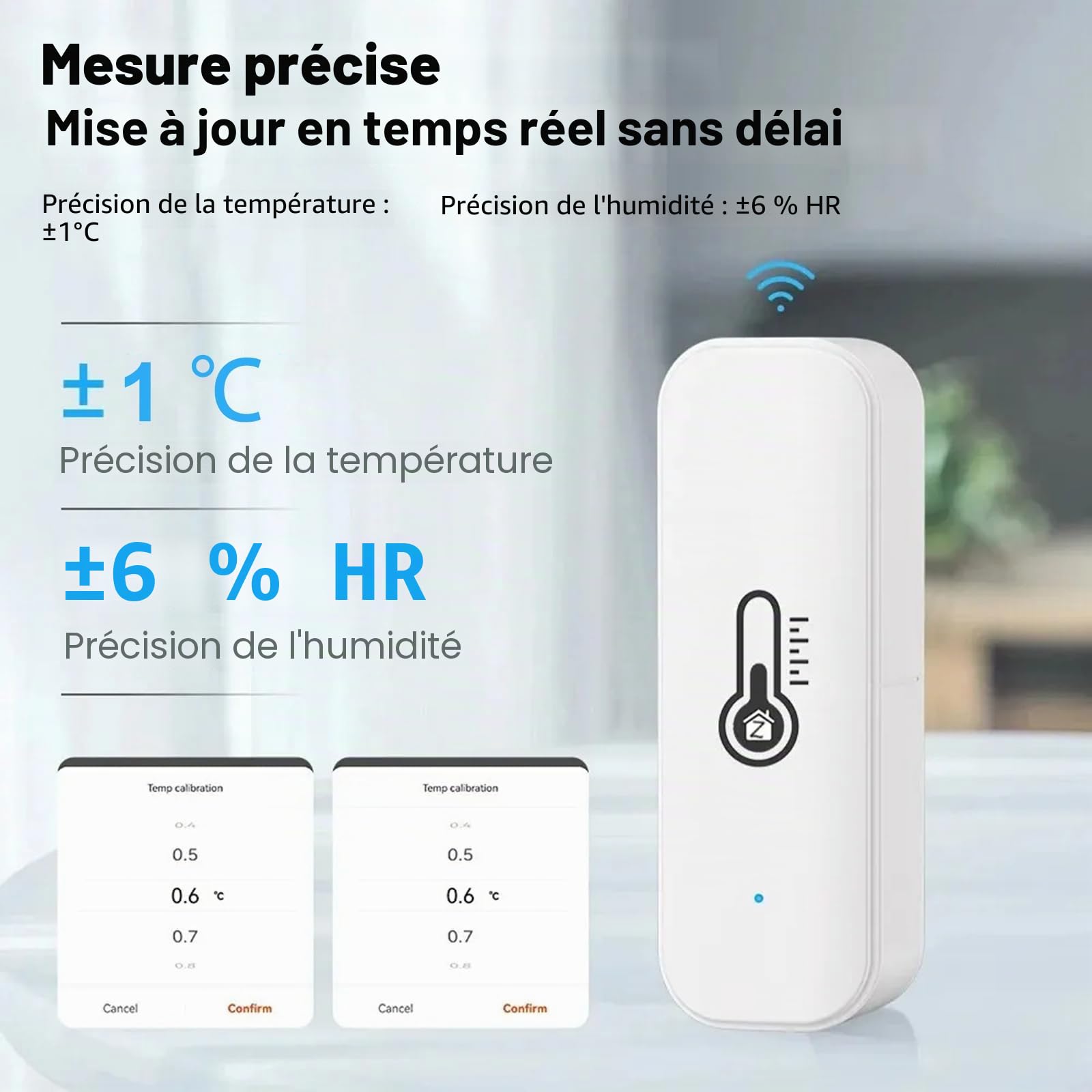 Thermomètre hygromètre Smart,capteur de température et d'humidité intérieures en modes WiFi et Bluetooth,moniteur de température ambiante avec app surveillance,stockage des données pour la maison.4PCS