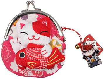 GUDEKIKL 1Pcs Japanese Maneki Neko Coin Purse, Portable Coin Pouch With Clasp Closure, Creative Change Purse, Lucky Cat Wallet With Cute Pendant