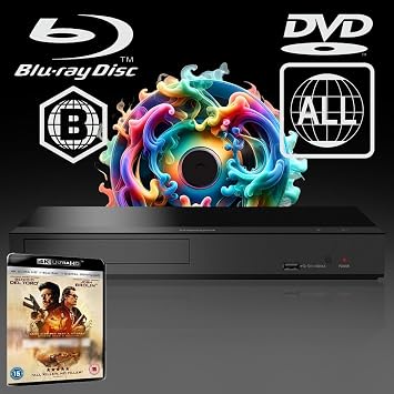 Blu-ray Player Compatible with Panasonic DP-UB450 MultiRegion for DVD Blu-ray Region B - DVD Regions 1-8 - Bundle Including Sic 2 4K UHD Disc