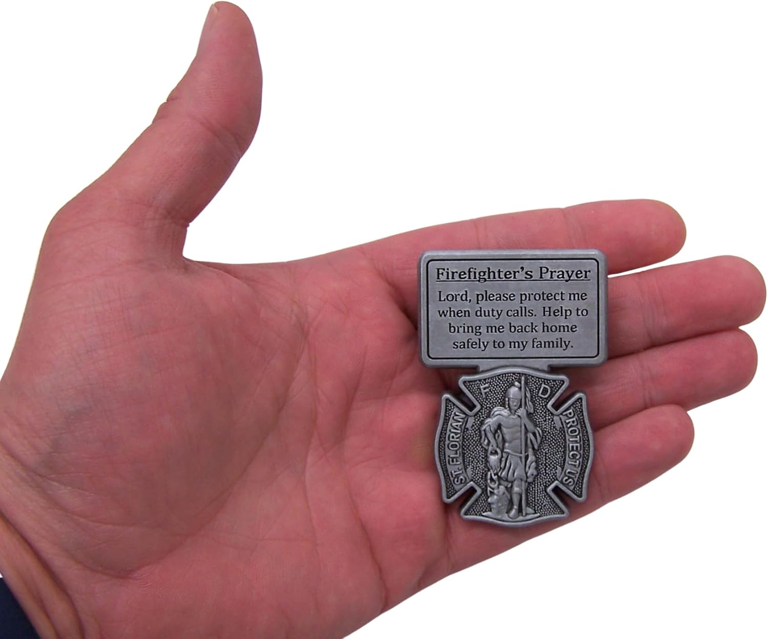 Wowser Firefighter’s Prayer Visor Clip with St. Florian Medal – Catholic Car Sun Visor Clip, Firefighter Gift, Religious Auto Accessory, Metal