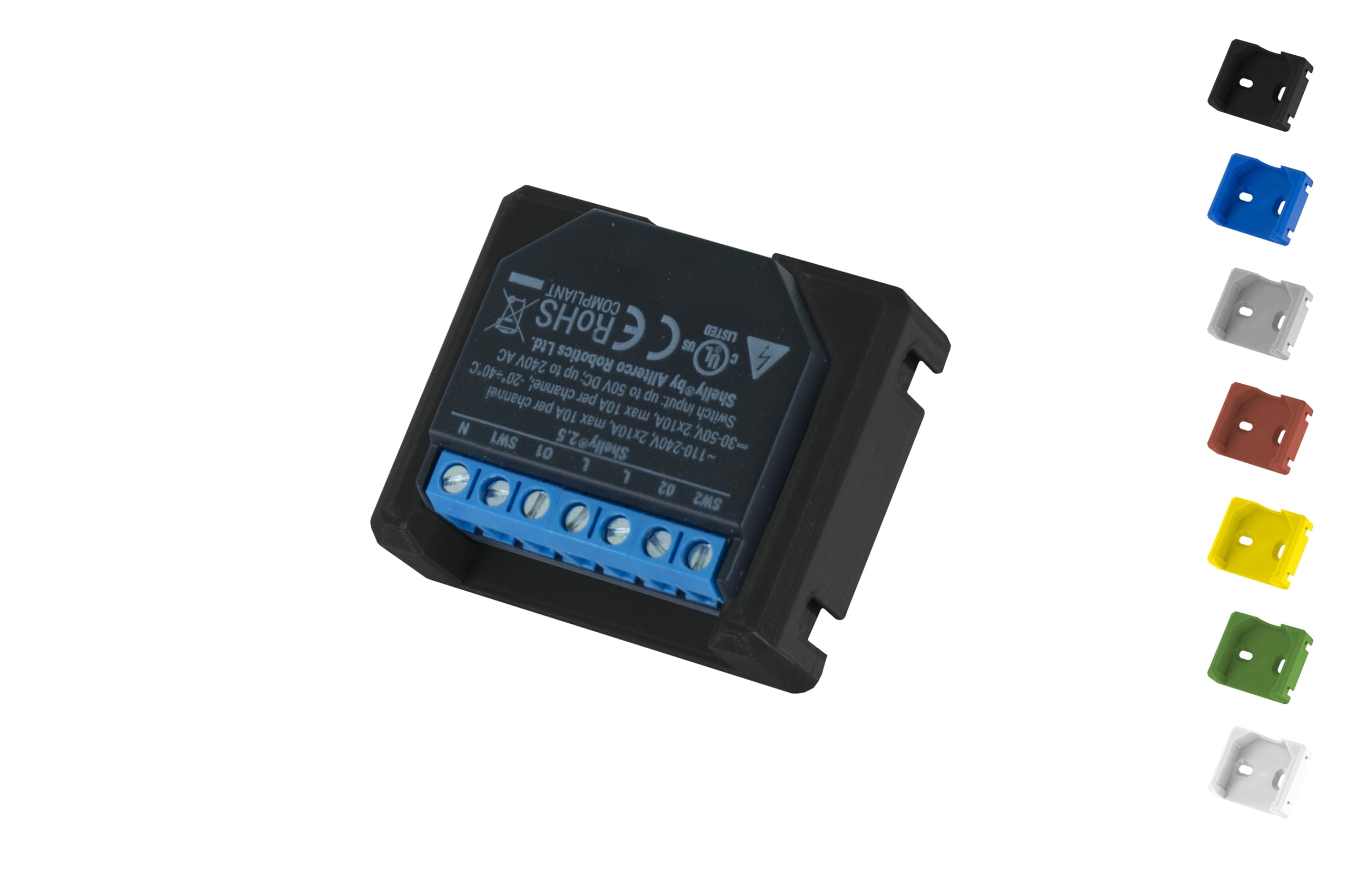 Supporto Guida DIN Per Shelly 2.5 E EM - Montaggio Professionale Per Quadri Elettrici, Colore Nero