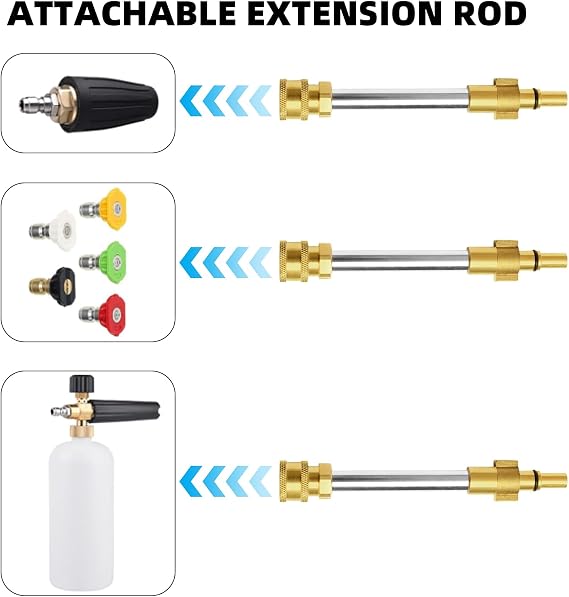GIONAR Pressure Washer Adapter for Bosch Pressure Washers AQT, 1/4'' Quick Connect Water Gun Head Adapter, Snow Foam Lance Adaptor, Brass Material, Pressure Washer Accessories (with 1 Brush)