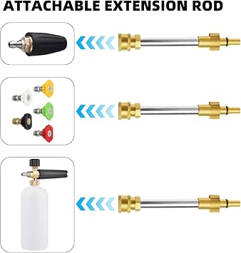 GIONAR Pressure Washer Adapter for Bosch Pressure Washers AQT, 1/4'' Quick Connect Water Gun Head Adapter, Snow Foam Lance Adaptor, Brass Material, Pressure Washer Accessories (with 1 Brush)