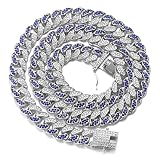 Halukakah Diamond Cuban Link for Men,14MM Fuji Men's Gold Chain Iced Out Miami Platinum White Gold F