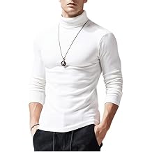 PICKLION Mens Turtleneck Shirts Slim Fit Basic Solid Casual Long Sleeve Thermal Pullover Undershirts