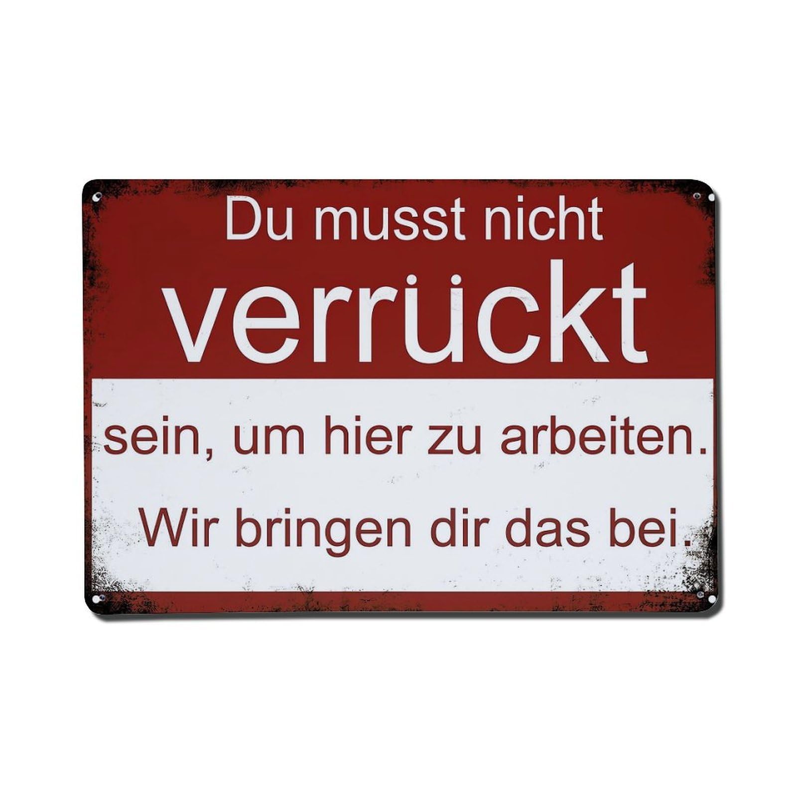 Jdfenggu Vintage Du Musst Nicht Verruckt Sein Retro Metal Tin Sign, Metal Poster For Bar, Home, Man Cave, Kitchen, Laundry Room Art Decor 8X12 Inch