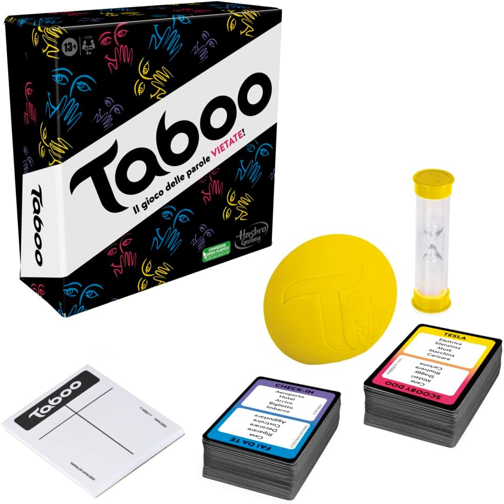 Classic Taboo Game, Party Game, Word Game for Adults and Teenagers, Guessing Game for 4 and More Players, from 13 Years, Italian Version